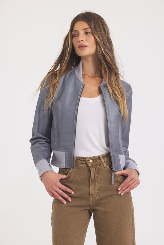 Luna Patina Leather Jacket Steel