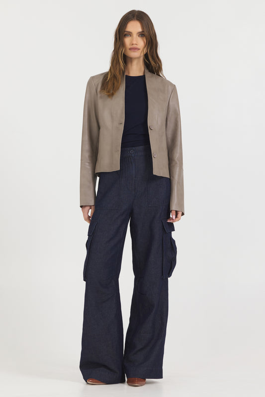 Tessa Vintage Leather Jacket Thunder