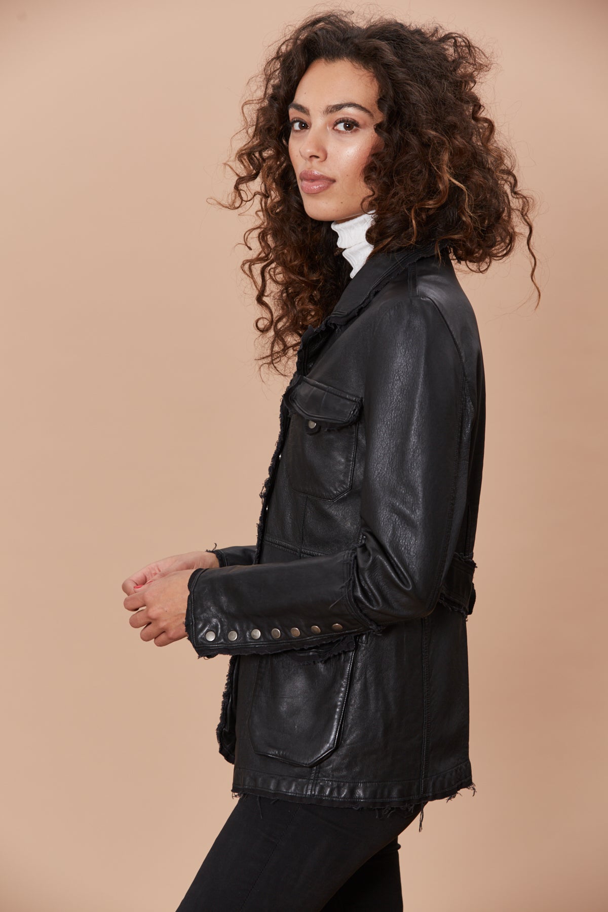 Jakett - Women's Meryl Utility Leather Jacket Black / MD
